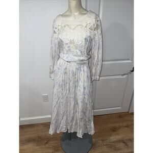 Nancy Johnson Dress Womens Size 6 Ivory Fit & Flare Battenburg Lace